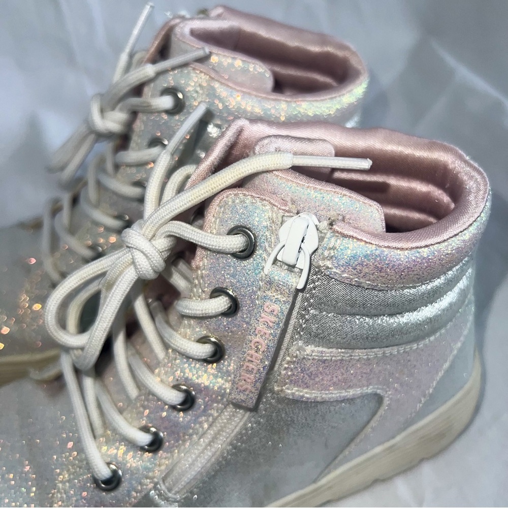 Skechers Street Elevated City Shine High Top Sneakers - White/Pink, Size 4 - Picture 8 of 12